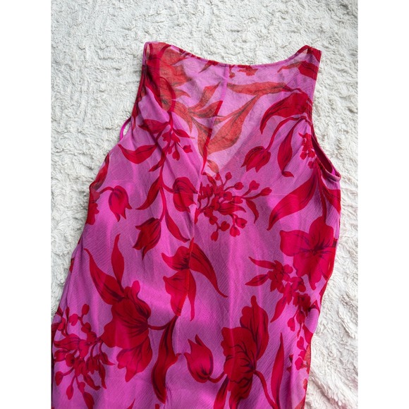 Laundry by Shelli Segal Silk Dress Floral‎ Sequin Chiffon Asymmetrical Beaded 10 - Picture 11 of 15